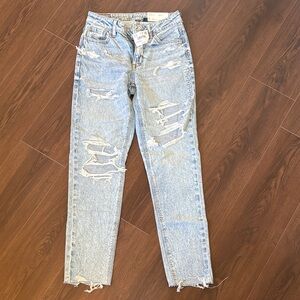 American Eagle Outfitters Light Blue Distressed mom jeans